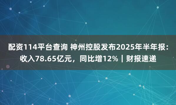 配资114平台查询 神州控股发布2025年半年报：收入78.65亿元，同比增12%｜财报速递